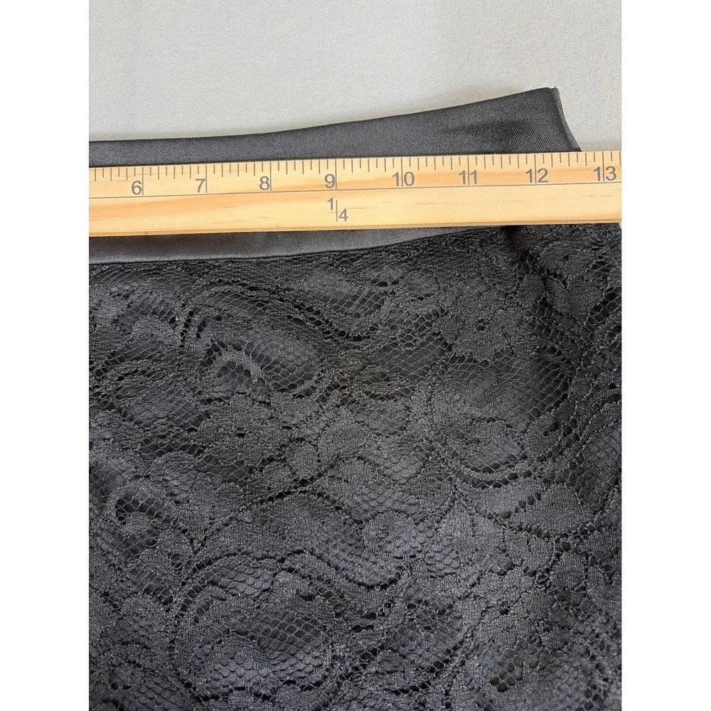 Roz & Ali Womens Black Floral Lace Pencil Skirt‎ Satin Trim Size 8 Knee Length